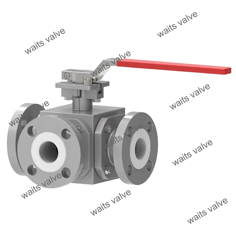 Ptfe Lined Three Way Ball Valve